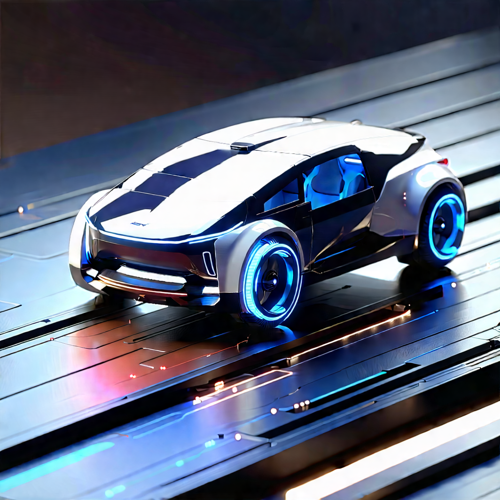 Innovative Electric Vehicle (design:1.28) With Futuristic Displayed