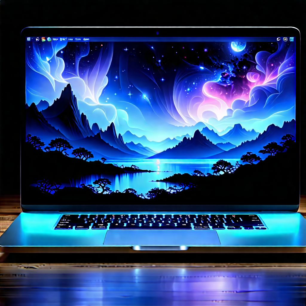 Laptop With Glowing Screen With Laptop Computer