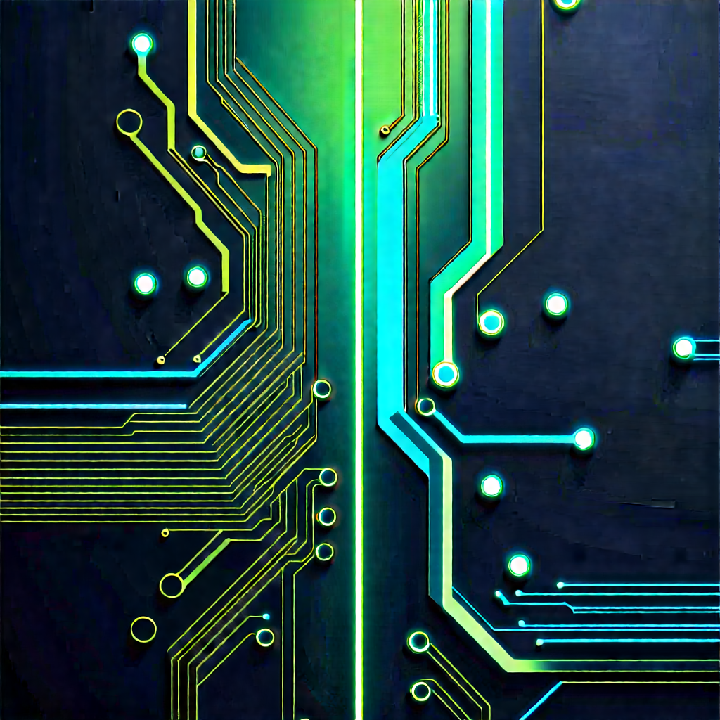 Circuit board with neon accents