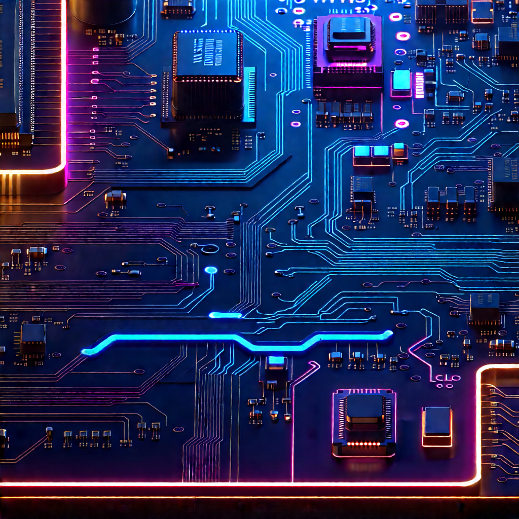 Circuit board with neon accents