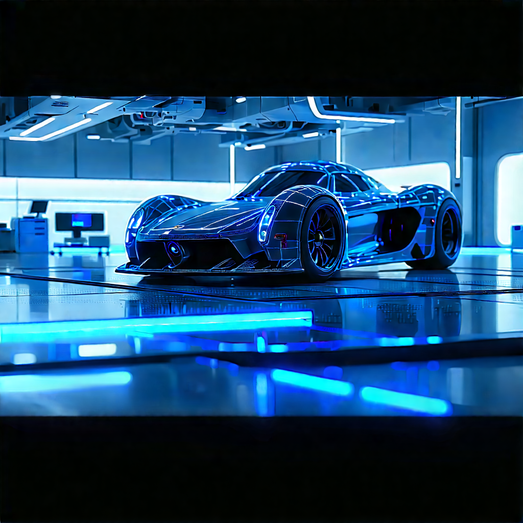 Automotive Technology In Modern Laboratory With Futuristic Parked