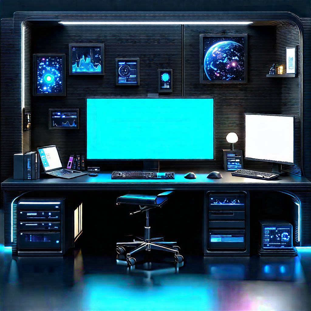 (futuristic:1.1) (digital:1.3) workspace