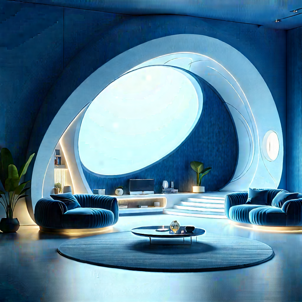 (futuristic:1.16) Smart Home With Futuristic Living