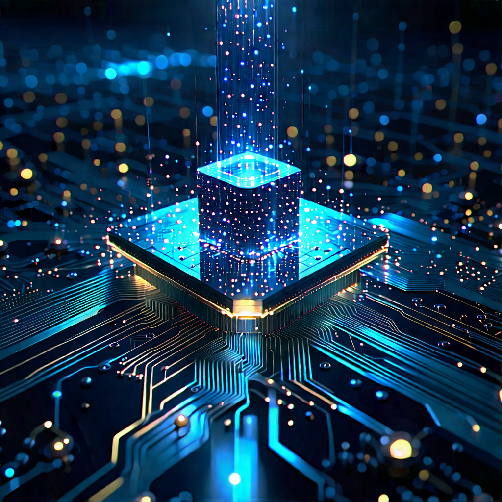 Quantum Computer With Data Streams With Image, There