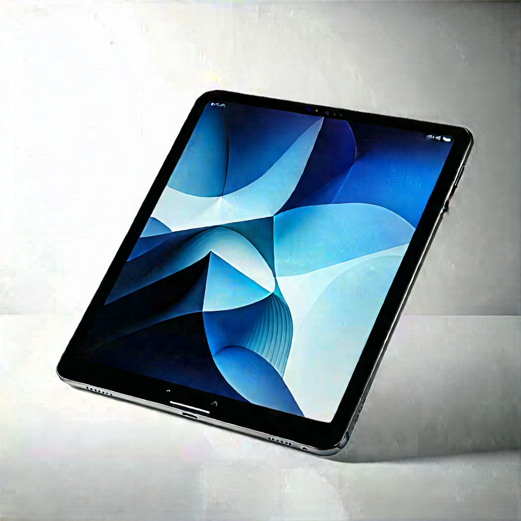 Tablet With Streaming Content With Black Blue
