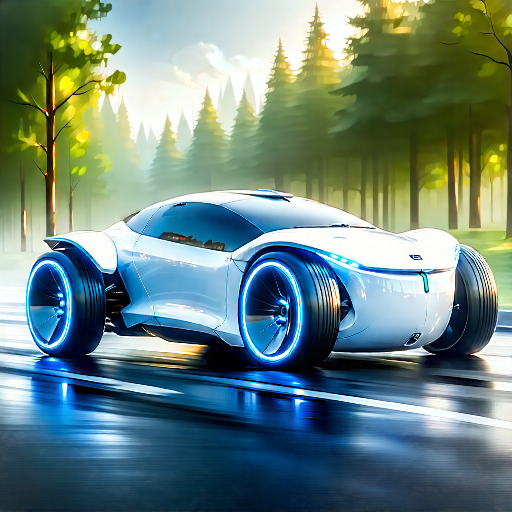 Innovative Electric Vehicle Design With Painting Futuristic