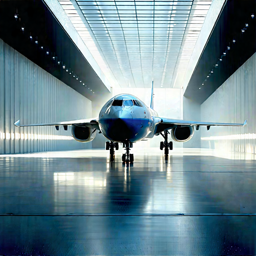 Aerospace Technology In Manufacturing Facility With Large Airplane
