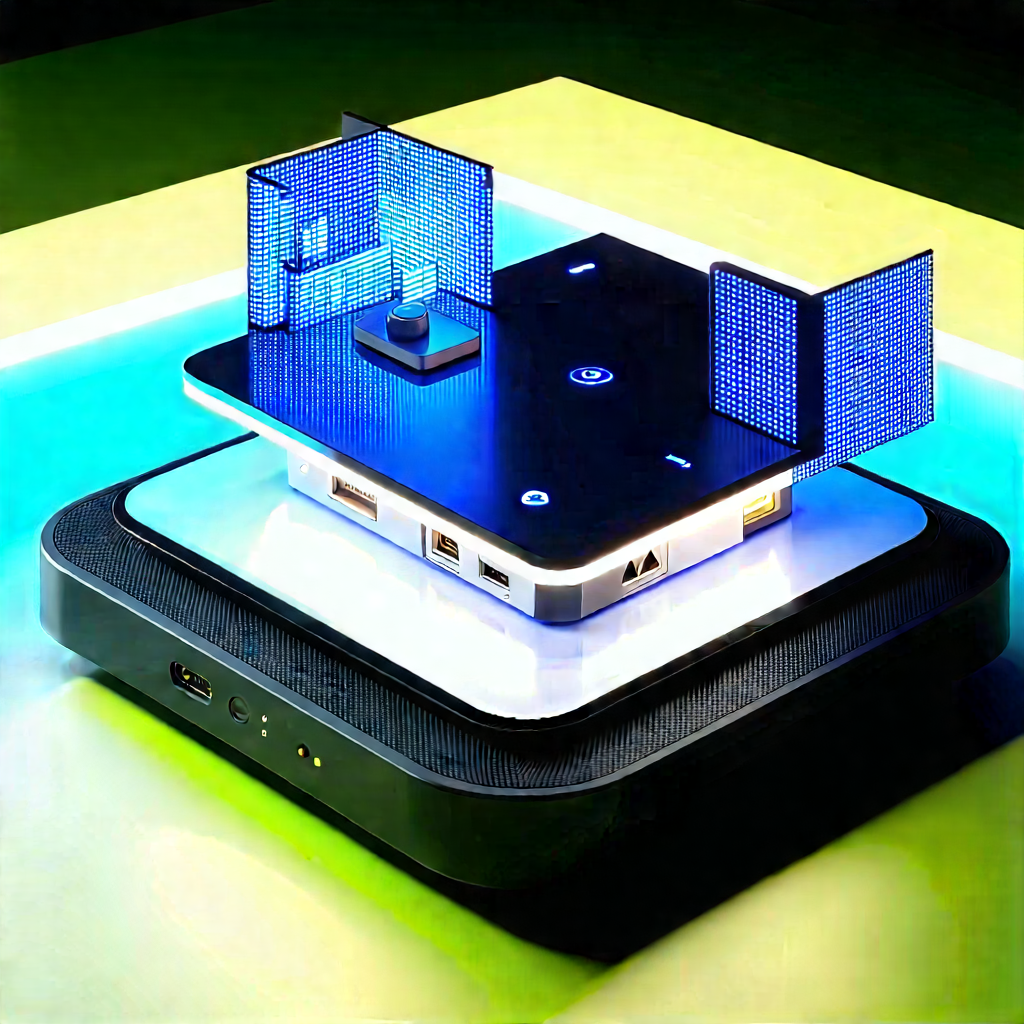 Smart Home Device With Glowing Screen With Black White