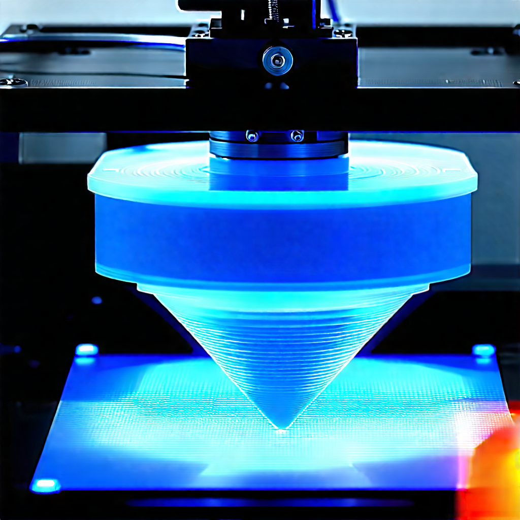 3d Printer With Holographic Projection With Blue Plastic