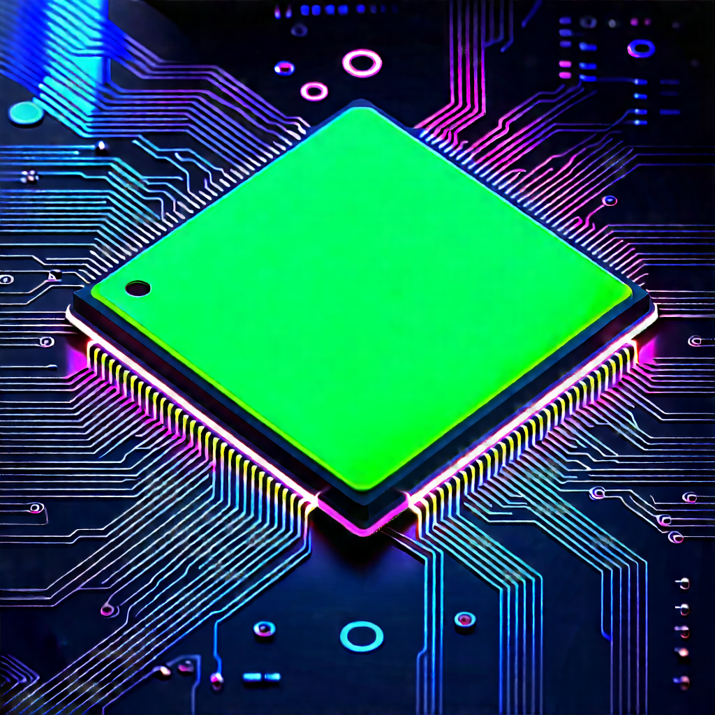 Microchip with neon accents