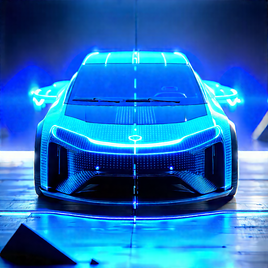 Innovative Electric Vehicle (design:1.31) With Futuristic Blue