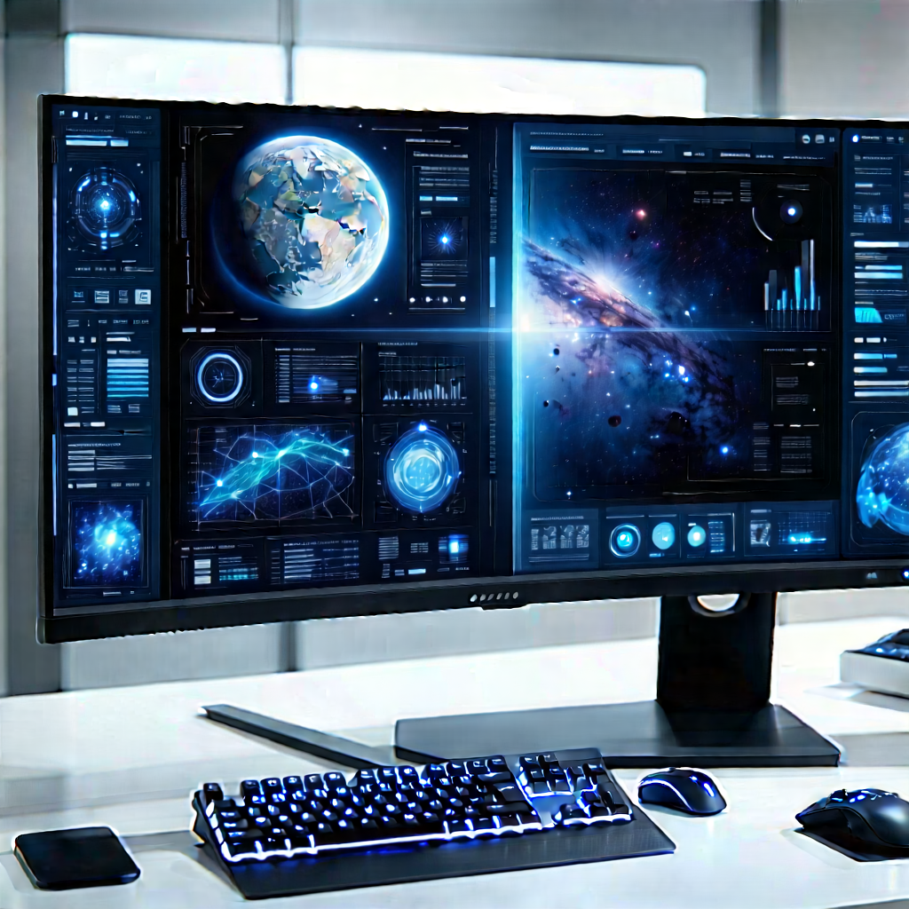 Futuristic digital workspace