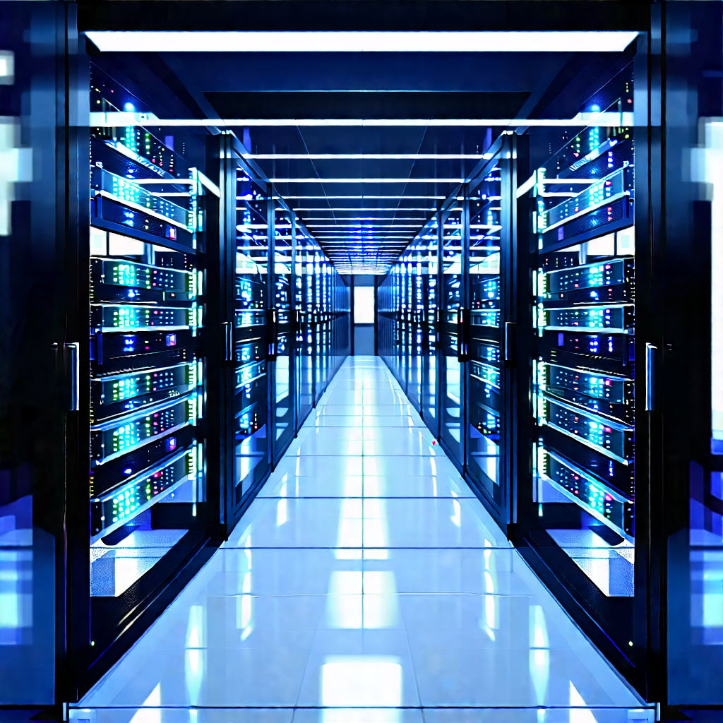 Server Rack With Laser Scanning With Large, Well-lit
