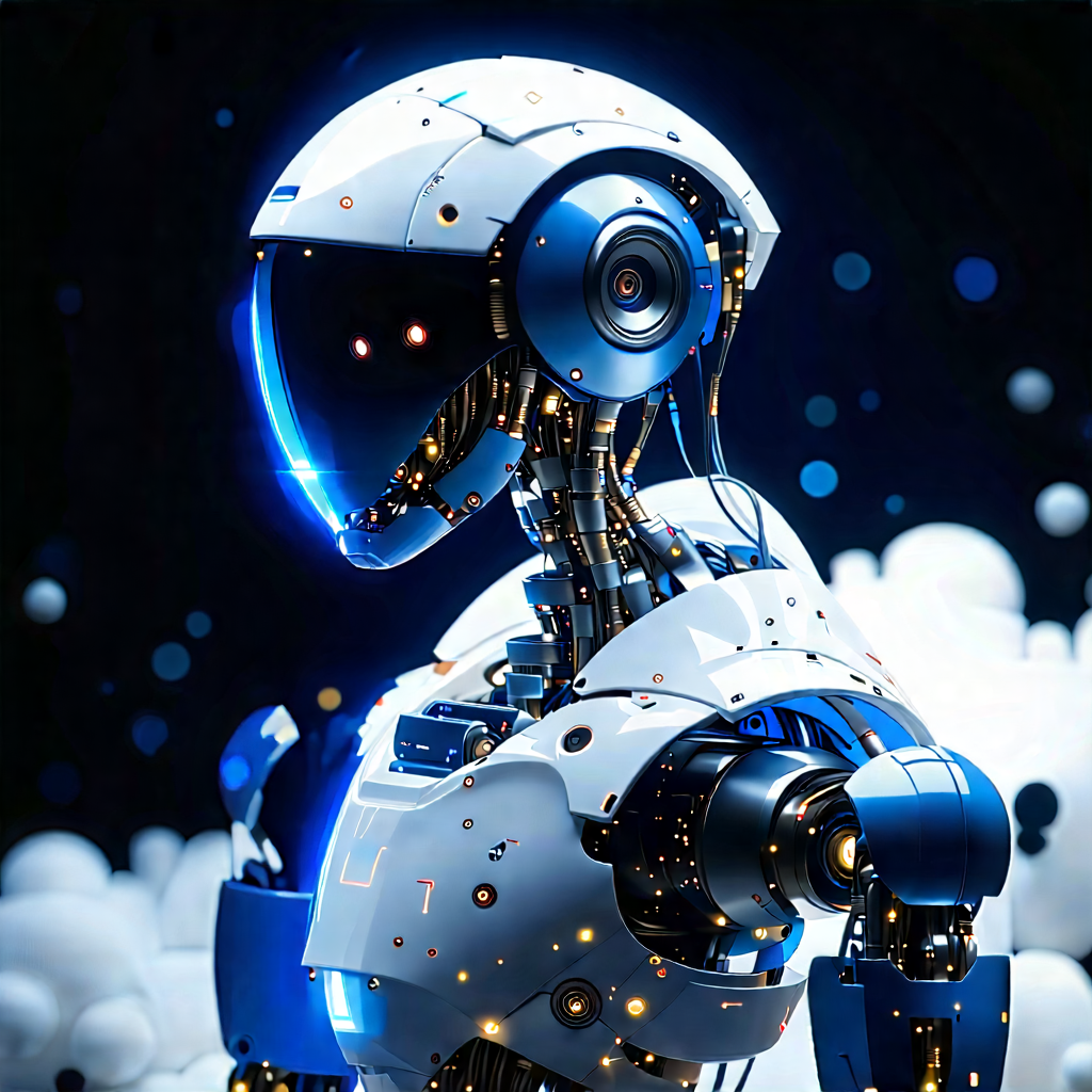 Robot With Digital Particles With Image, There