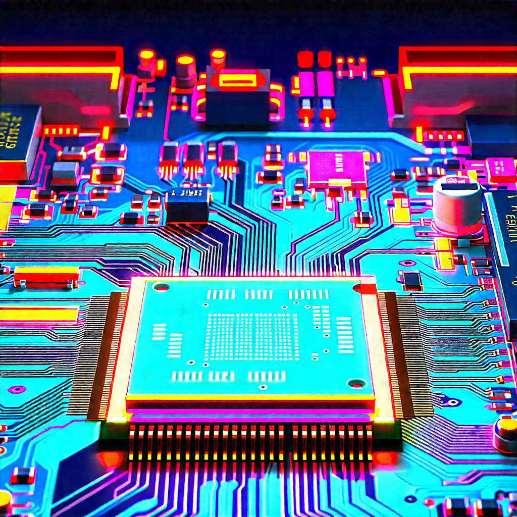 Circuit board with neon accents