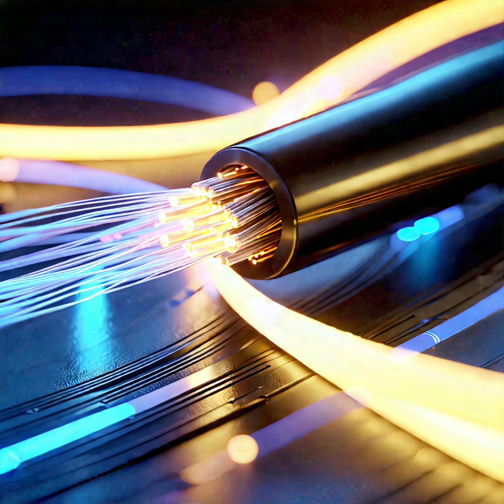 Close-up Of Fiber Optic Cables With Close-up Record