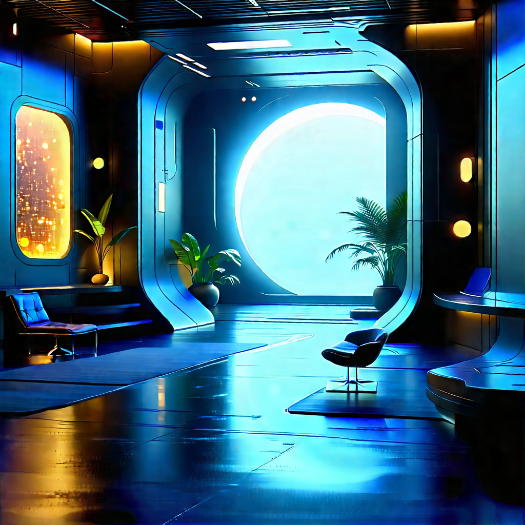 (futuristic:1.19) Tech Startup Office With Image