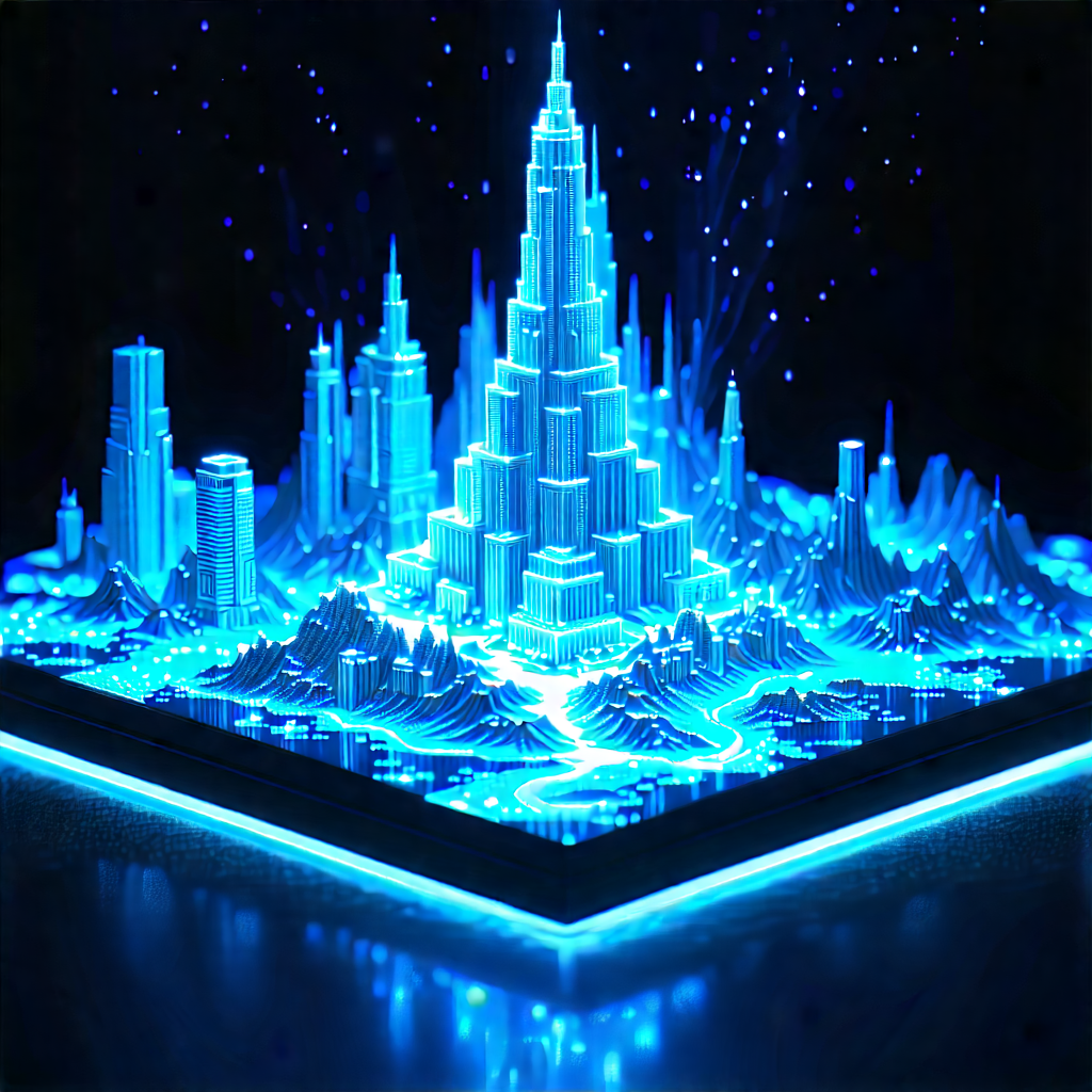 3d Printer With Holographic Projection With Large, Blue,