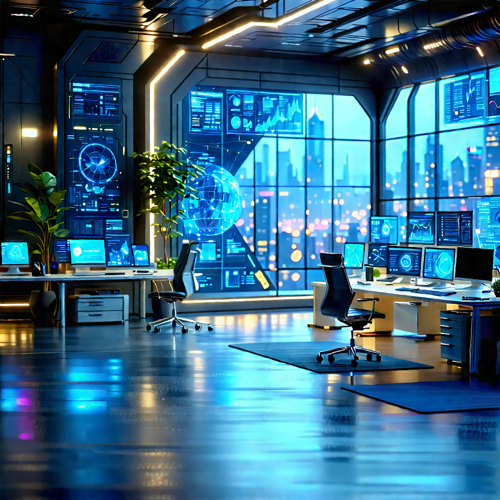 Futuristic Tech Startup Office With Image, There