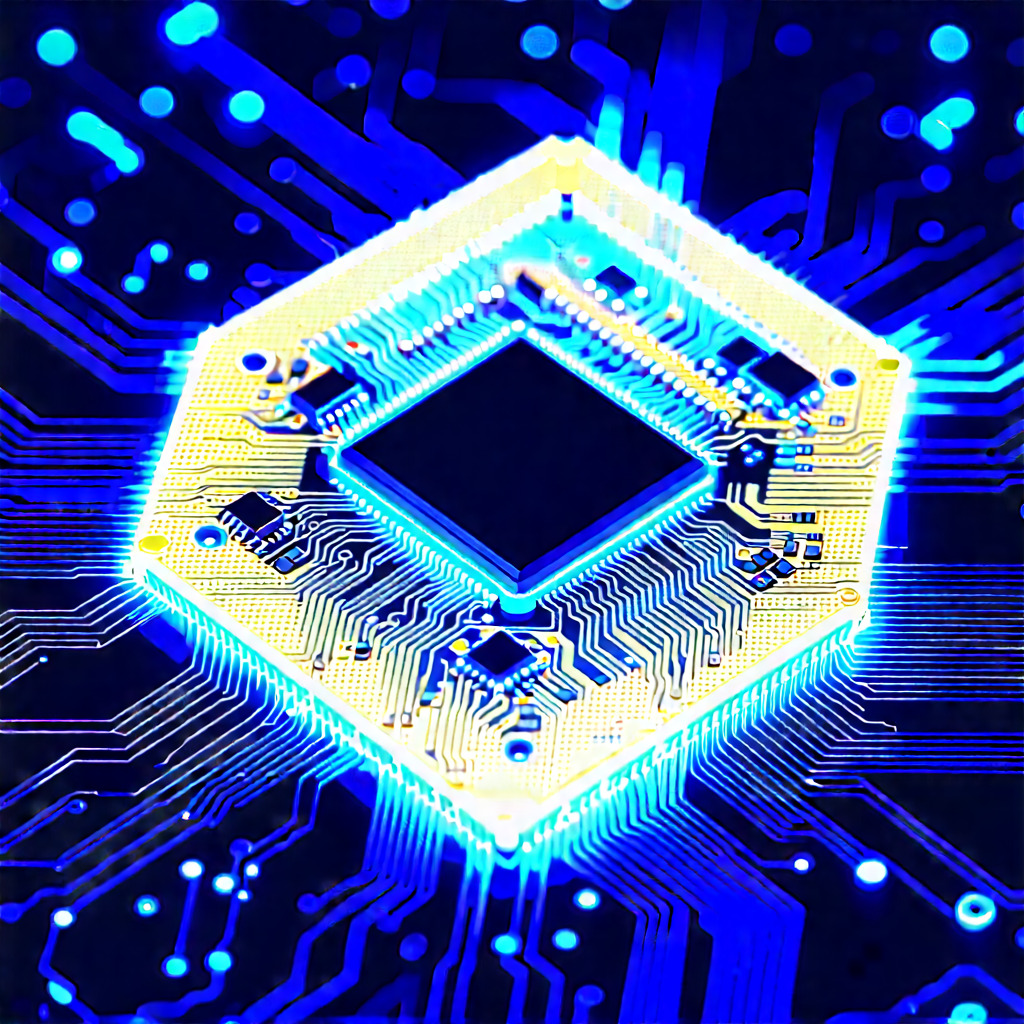 Microchip with blue light glow