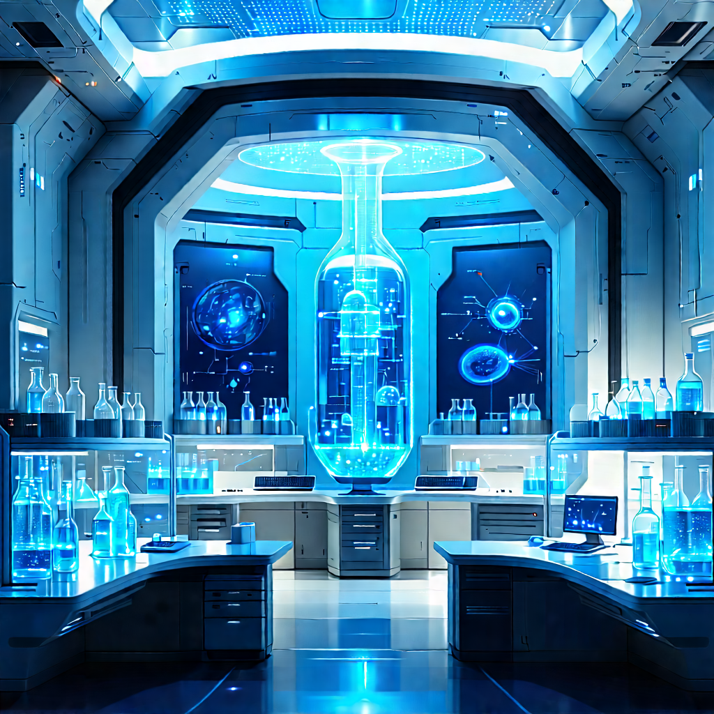 Futuristic Research Laboratory With Image, There