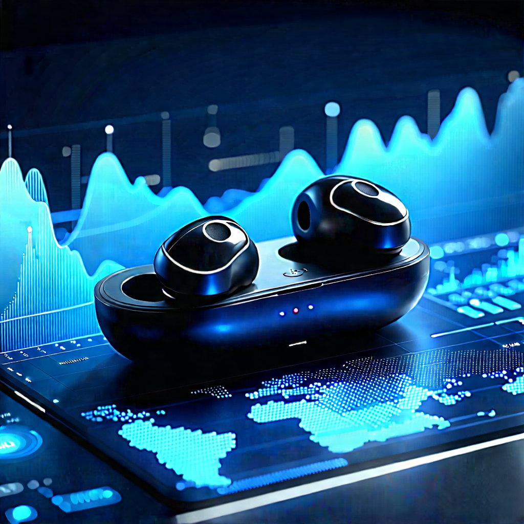 Wireless Earbuds With Data Visualization With Pair Black