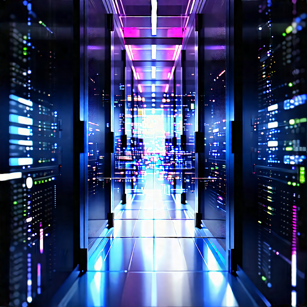 Server rack with data streams
