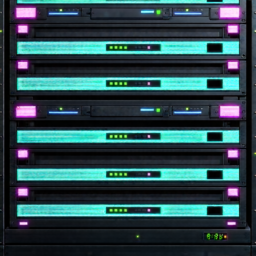 Server rack with neon accents