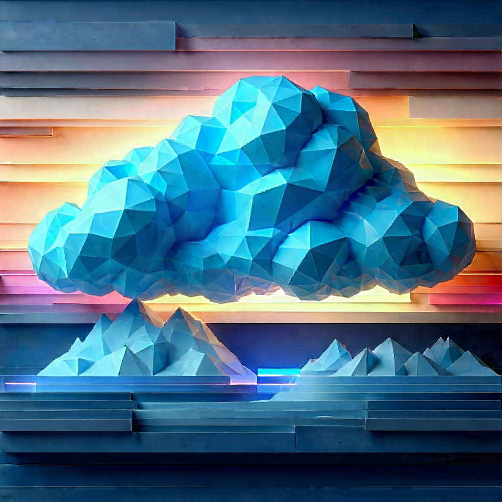 Cloud Computing Visualization With Large, Blue,