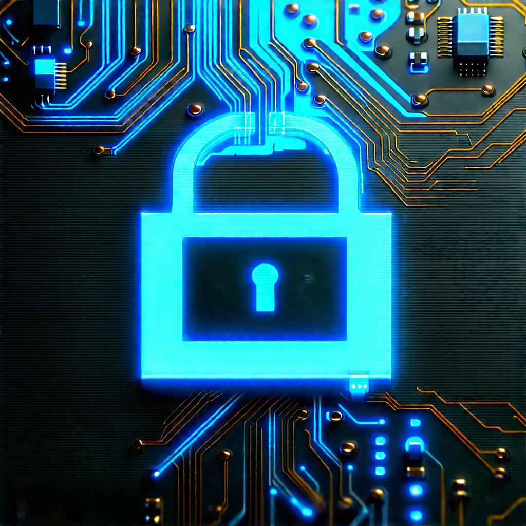 Circuit board with blue light glow