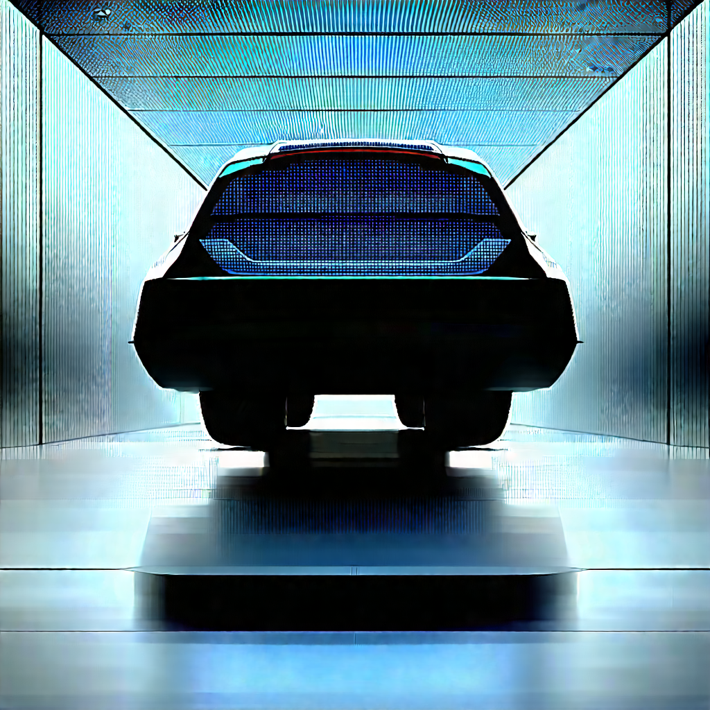 Automotive Technology In Research Center With Black Parked