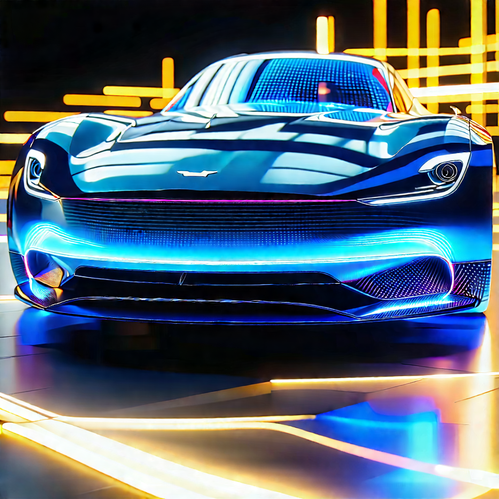 Automotive Technology In Manufacturing Facility With Blue Sports