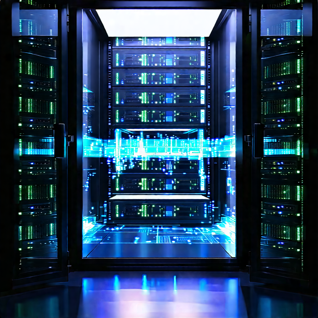 Server rack with holographic projection