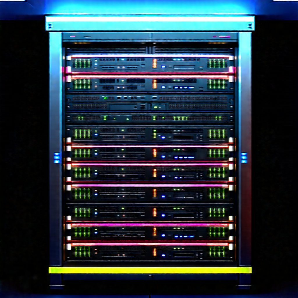 Server rack with neon accents
