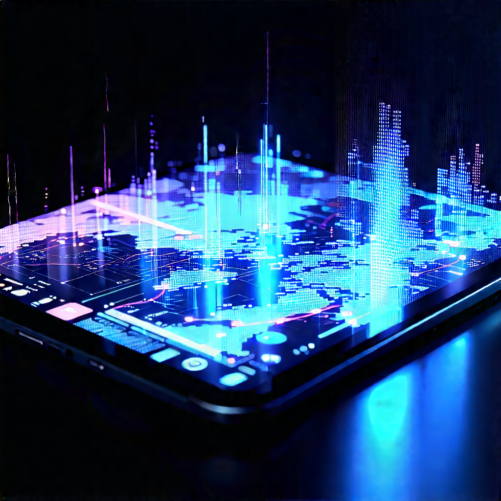 Tablet With Data Visualization With Cell Phone