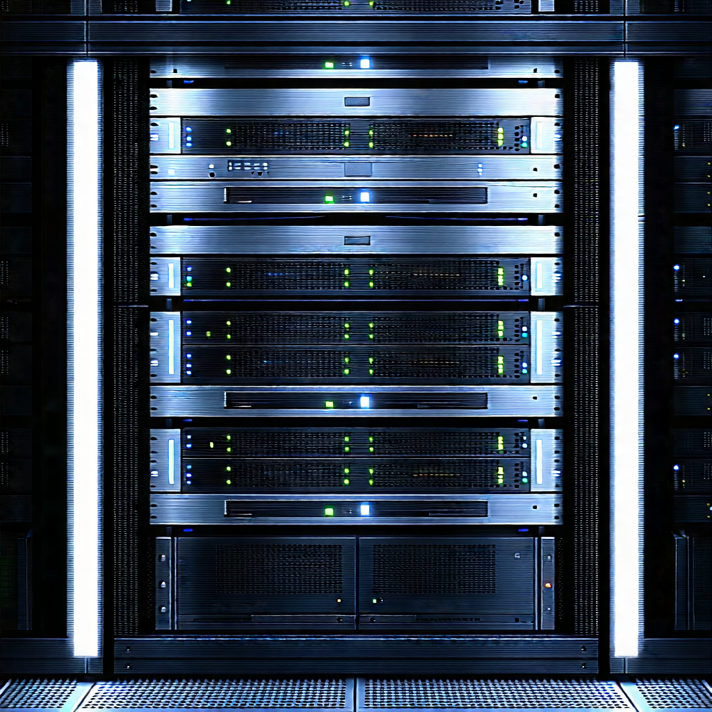Server rack with (digital:1.46) particles