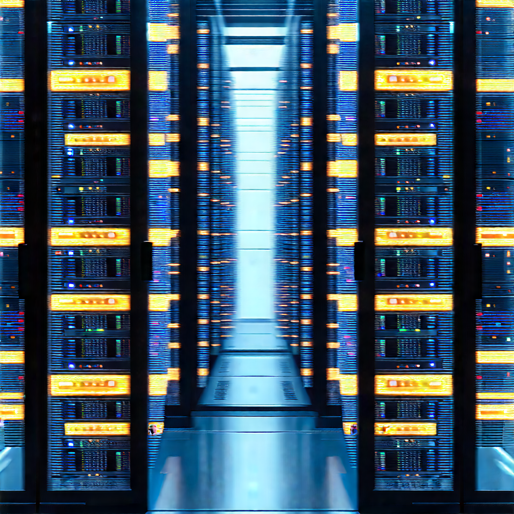 Server Rack With (digital:1.22) Particles With Large Room