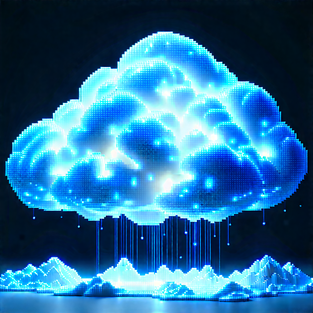 Cloud Computing Visualization With Large, Blue,