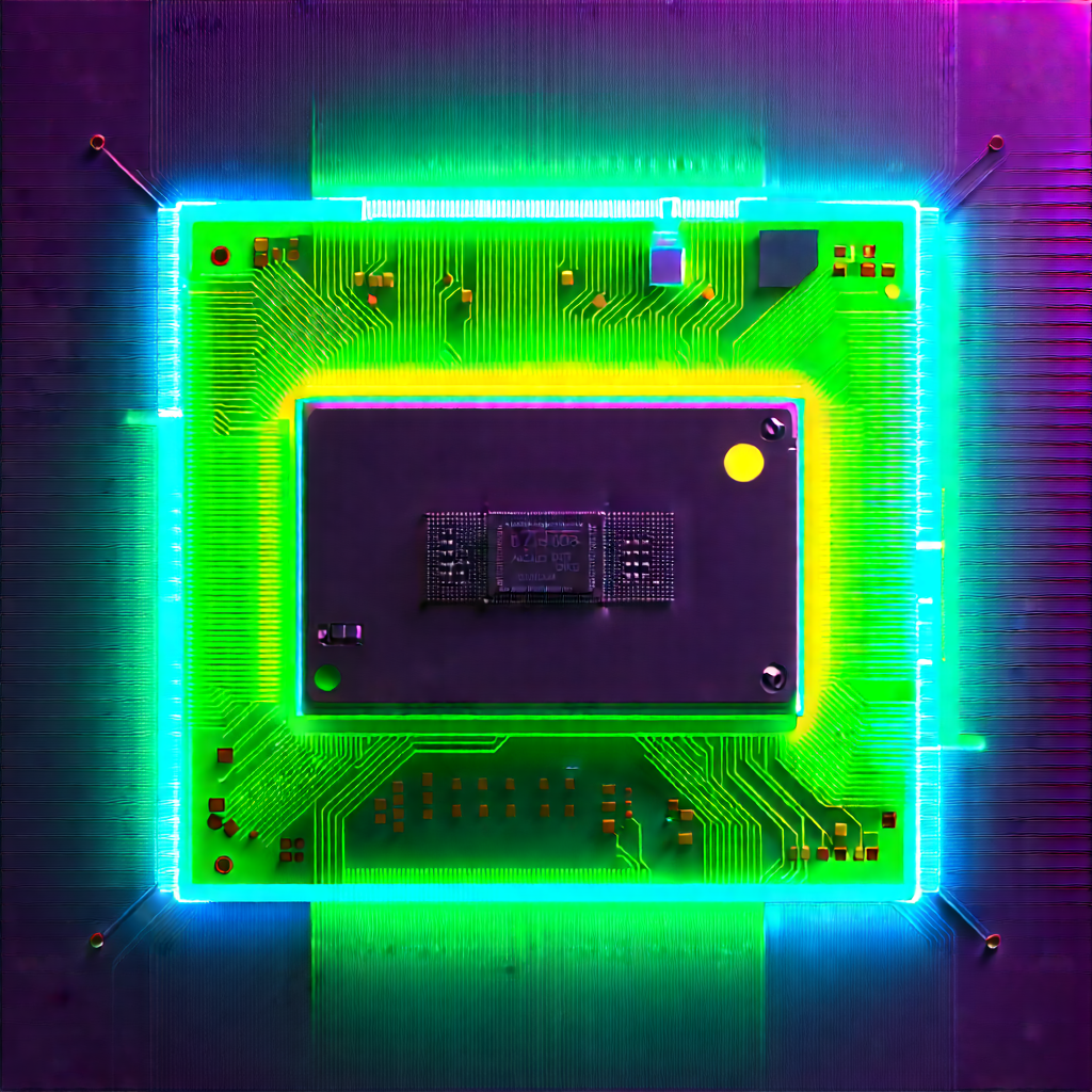 Microchip with neon accents