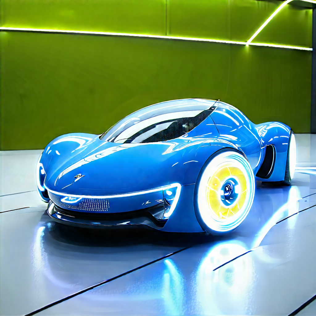 Innovative Electric Vehicle (design:1.36) With Futuristic Blue