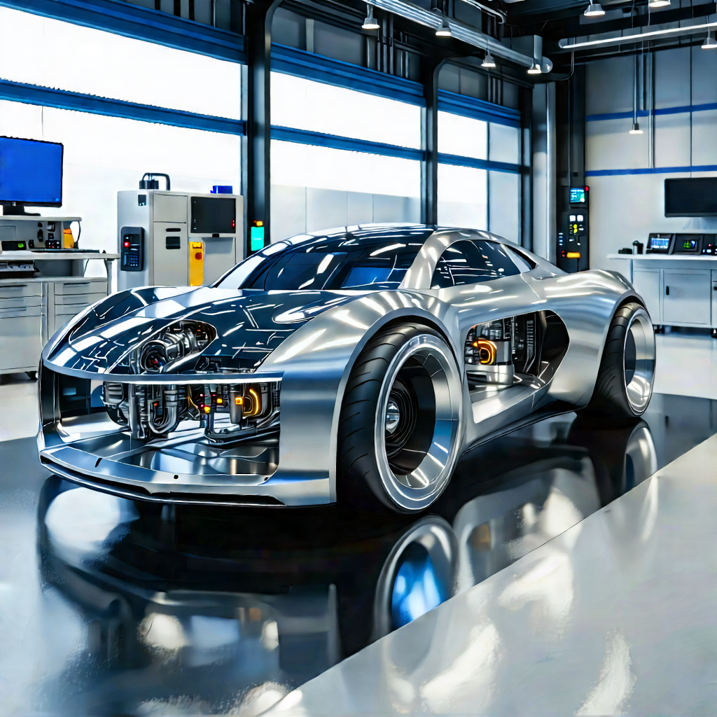 Automotive Technology In Manufacturing Facility With Silver Sports