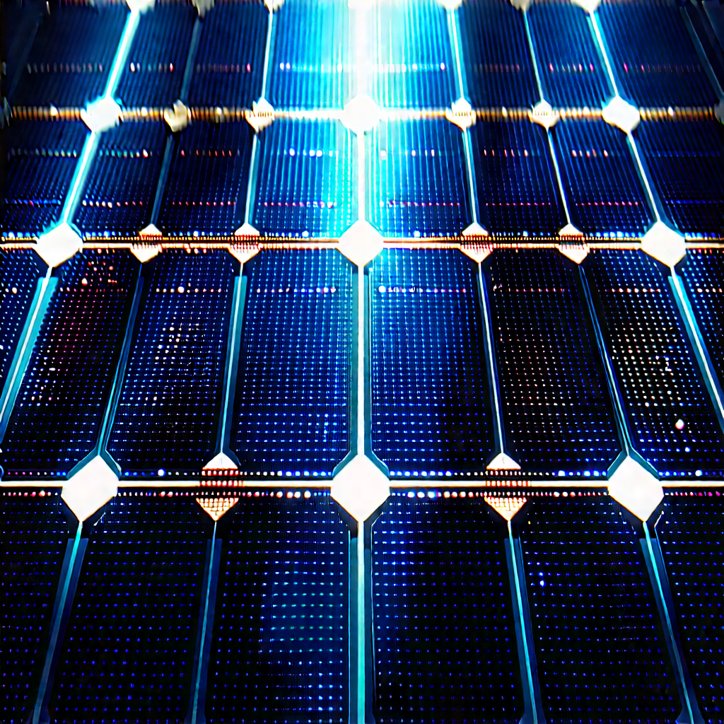 Solar Panel With (digital:1.15) Particles With Blue Solar