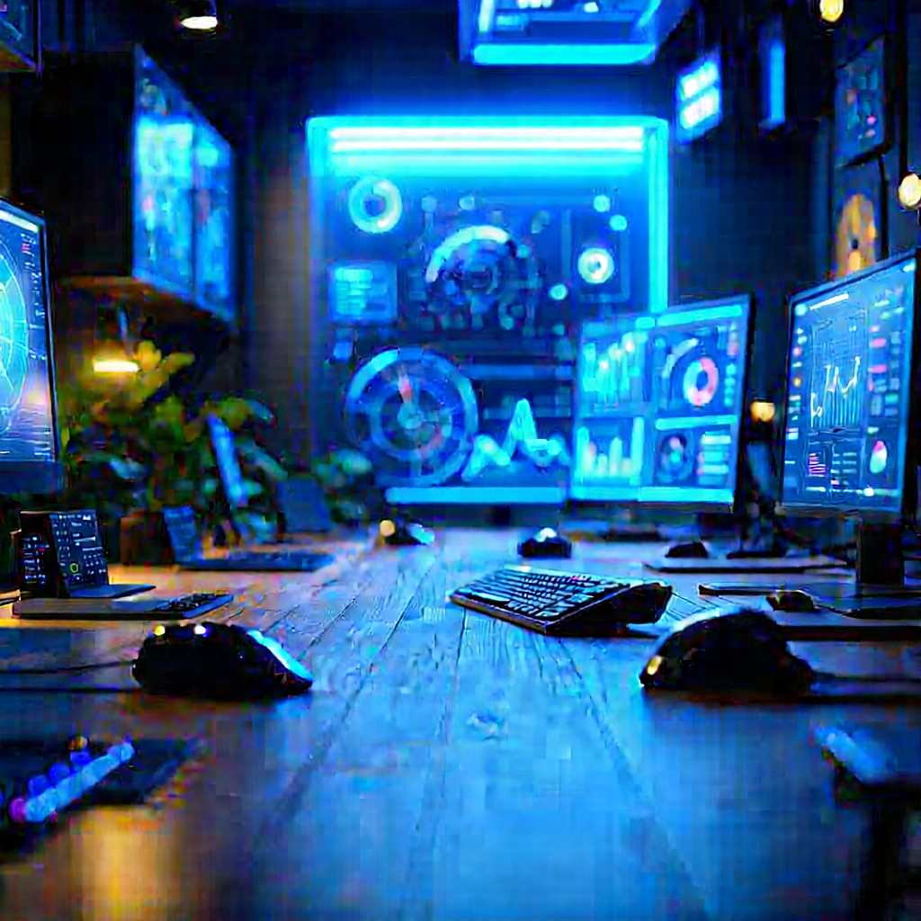 Futuristic tech startup office