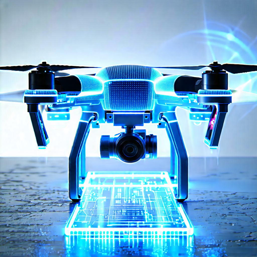Drone With Holographic Display With Blue Drone