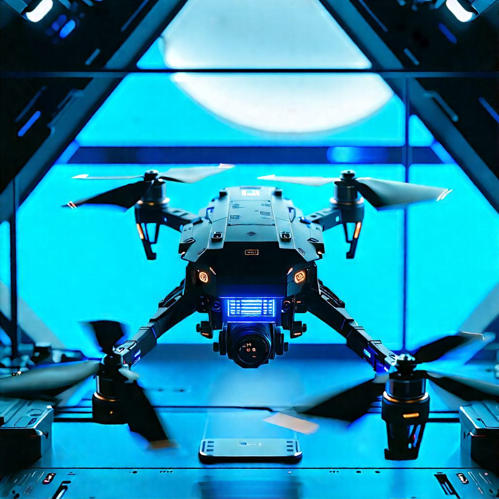 Drone With User Interface With Black Drone