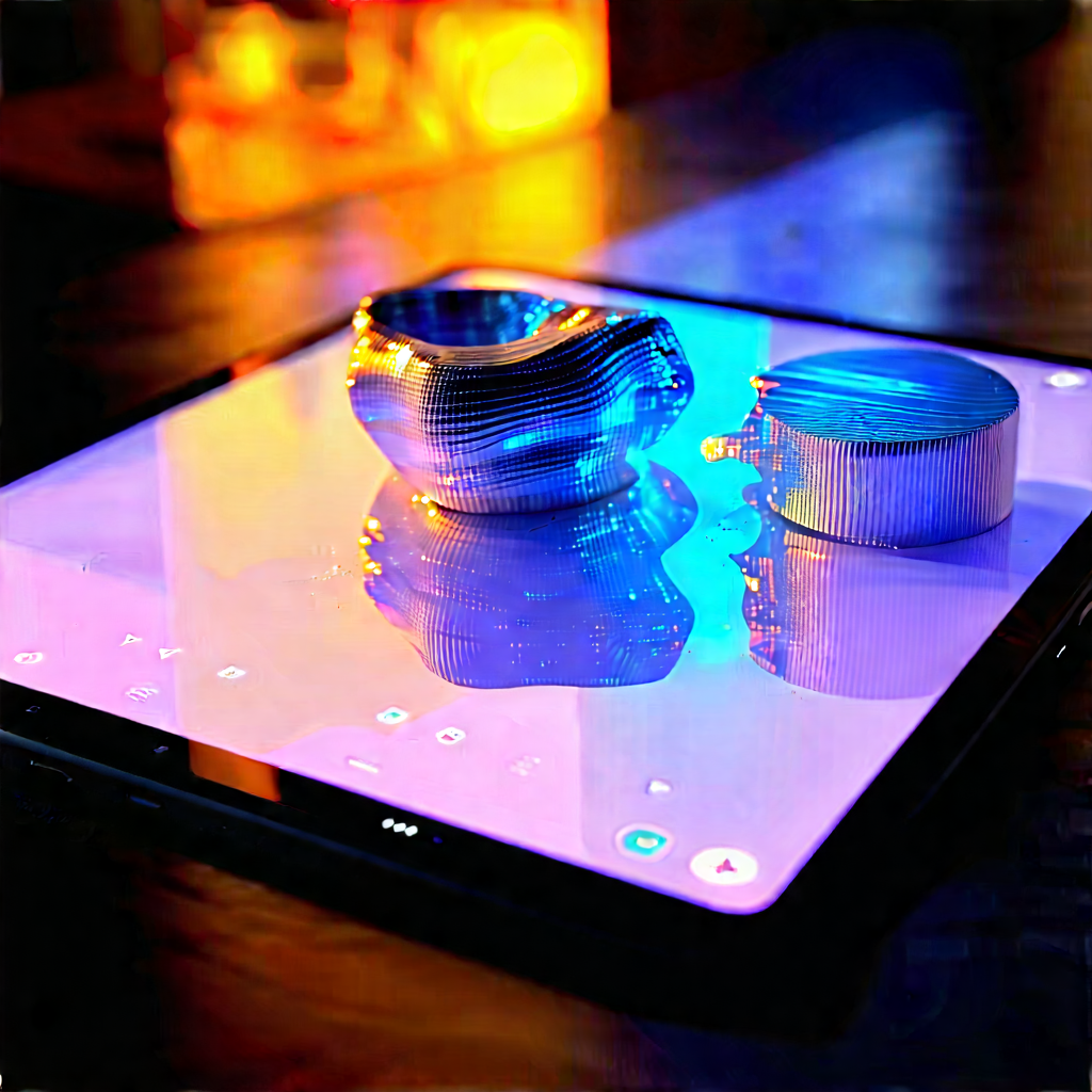 Tablet With Holographic Display With Table Black