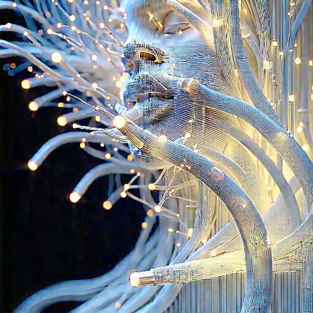 Close-up of fiber optic cables