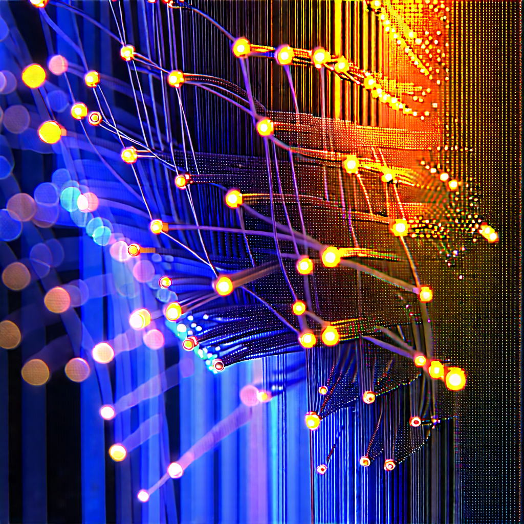 Close-up of fiber optic cables