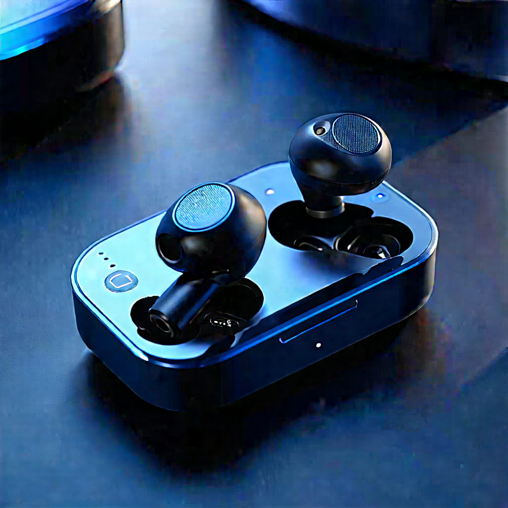 Wireless Earbuds With User Interface With Small Black