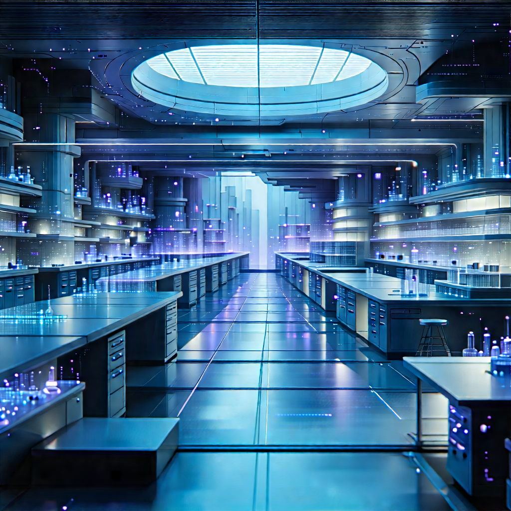 Futuristic Research Laboratory With Image, There